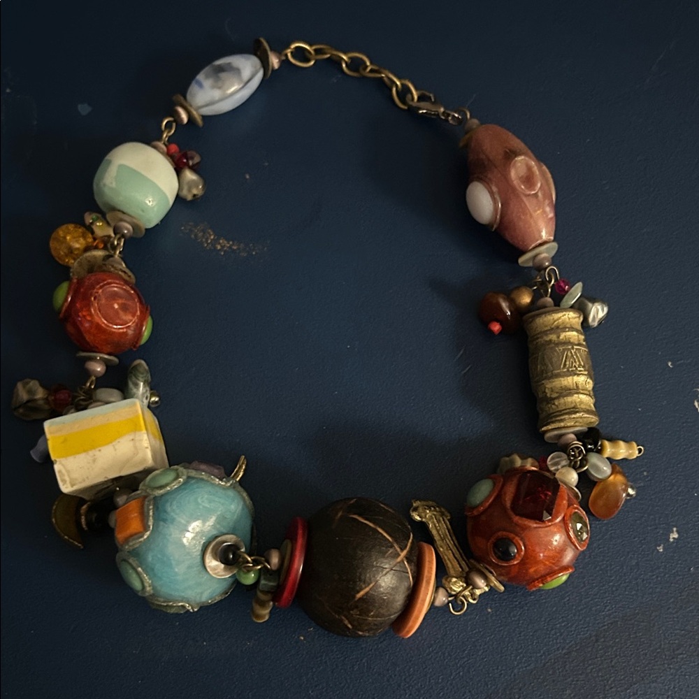 Colorful Beaded Folk Art Necklace
